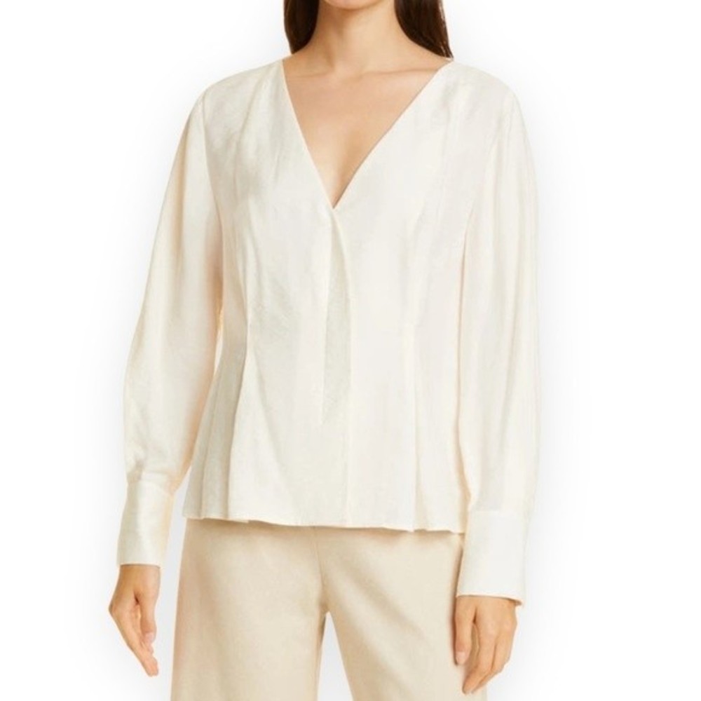 Elegant Cream V-Neck Women's Top